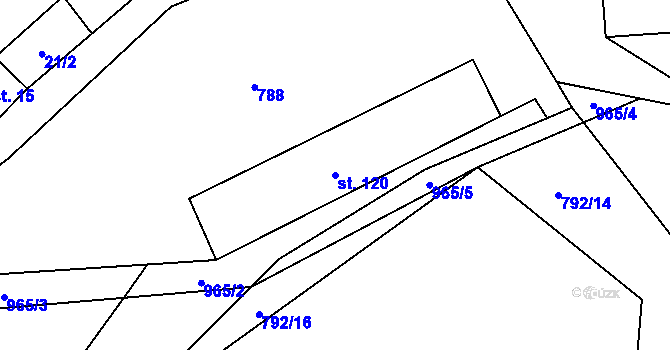 Parcela st. 120 v KÚ Krasoňov, Katastrální mapa