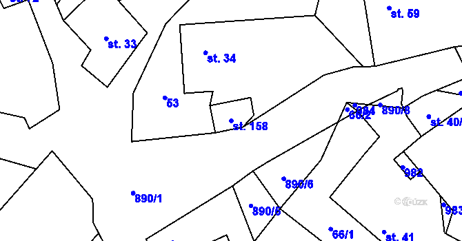 Parcela st. 158 v KÚ Krasoňov, Katastrální mapa