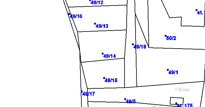 Parcela st. 49/14 v KÚ Krasoňov, Katastrální mapa