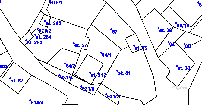 Parcela st. 54/1 v KÚ Krasoňov, Katastrální mapa