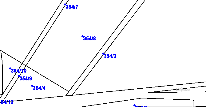 Parcela st. 354/3 v KÚ Krasoňov, Katastrální mapa