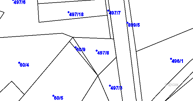 Parcela st. 497/8 v KÚ Krasoňov, Katastrální mapa