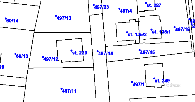 Parcela st. 497/14 v KÚ Krasoňov, Katastrální mapa