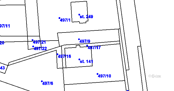 Parcela st. 497/17 v KÚ Krasoňov, Katastrální mapa