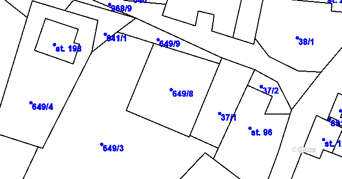Parcela st. 649/8 v KÚ Krasoňov, Katastrální mapa
