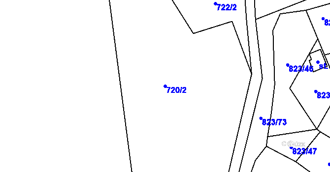 Parcela st. 720/2 v KÚ Krasoňov, Katastrální mapa