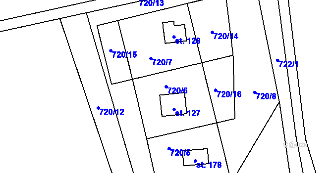 Parcela st. 720/6 v KÚ Krasoňov, Katastrální mapa