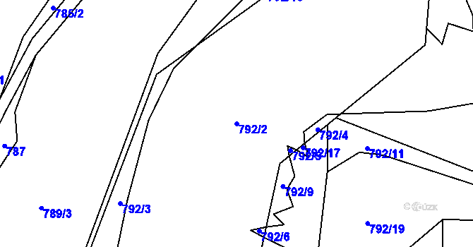 Parcela st. 792/2 v KÚ Krasoňov, Katastrální mapa