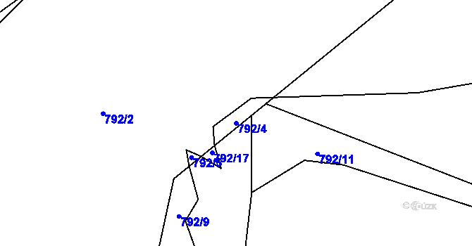 Parcela st. 792/4 v KÚ Krasoňov, Katastrální mapa