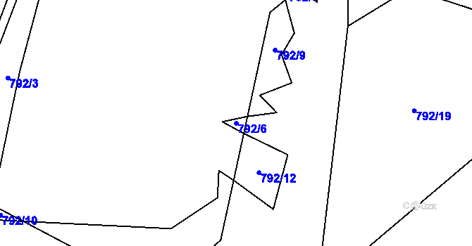 Parcela st. 792/6 v KÚ Krasoňov, Katastrální mapa