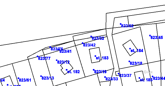 Parcela st. 823/42 v KÚ Krasoňov, Katastrální mapa