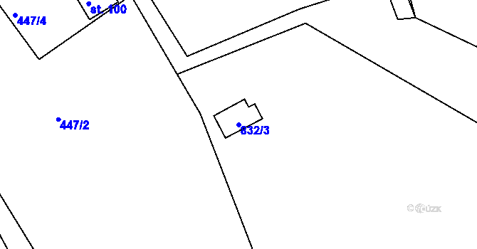 Parcela st. 832/3 v KÚ Krasoňov, Katastrální mapa