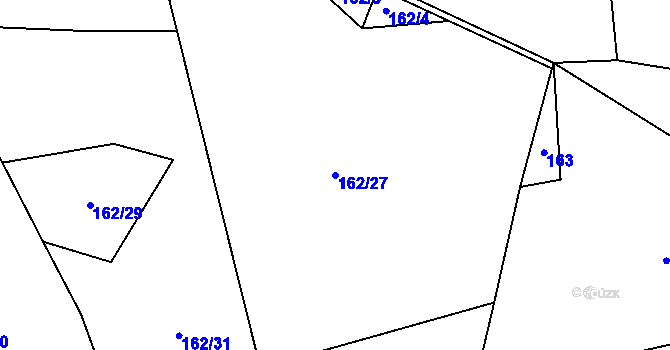 Parcela st. 162/27 v KÚ Krasoňov, Katastrální mapa