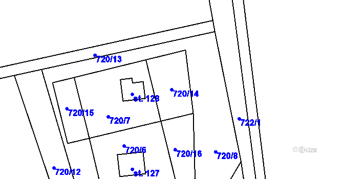 Parcela st. 720/14 v KÚ Krasoňov, Katastrální mapa