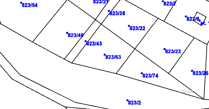 Parcela st. 823/63 v KÚ Krasoňov, Katastrální mapa