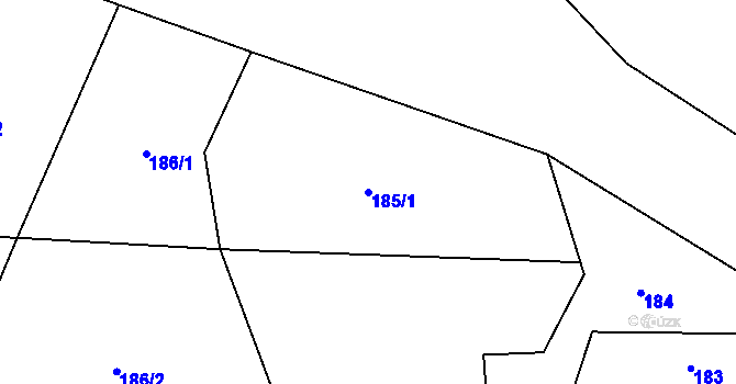 Parcela st. 185/1 v KÚ Krasoňov, Katastrální mapa