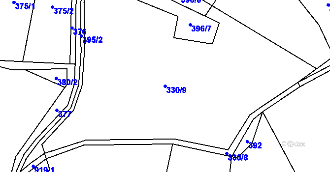 Parcela st. 330/9 v KÚ Krasoňov, Katastrální mapa