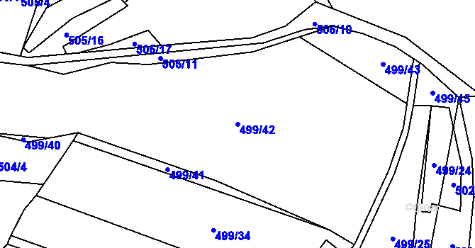 Parcela st. 499/42 v KÚ Krasoňov, Katastrální mapa