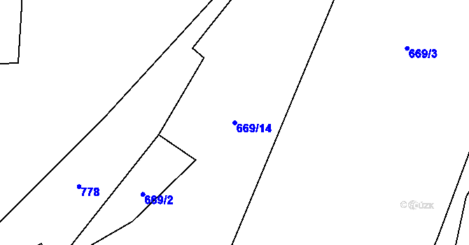 Parcela st. 669/14 v KÚ Krasoňov, Katastrální mapa