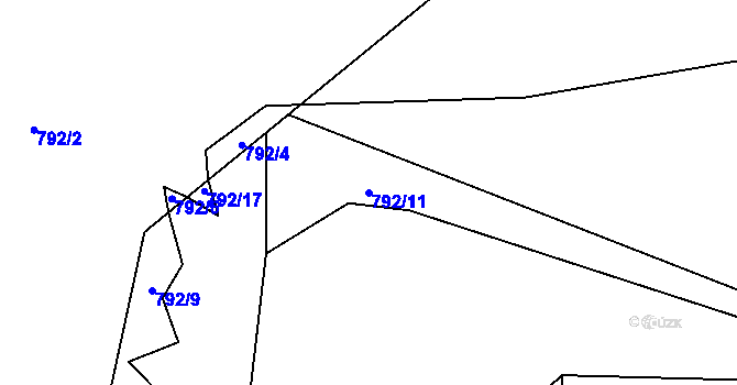 Parcela st. 792/11 v KÚ Krasoňov, Katastrální mapa