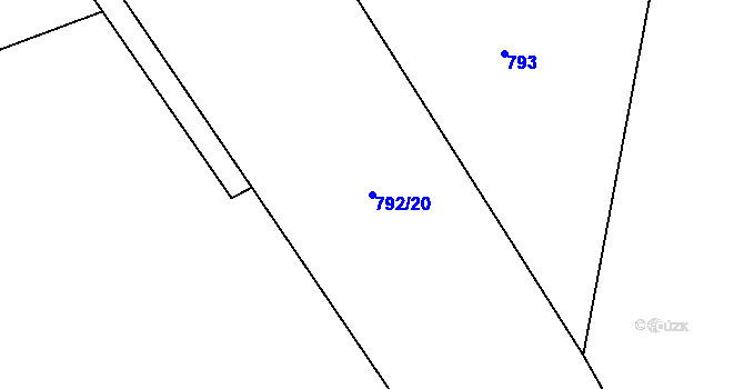 Parcela st. 792/20 v KÚ Krasoňov, Katastrální mapa