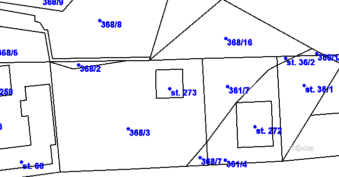 Parcela st. 273 v KÚ Krasoňov, Katastrální mapa