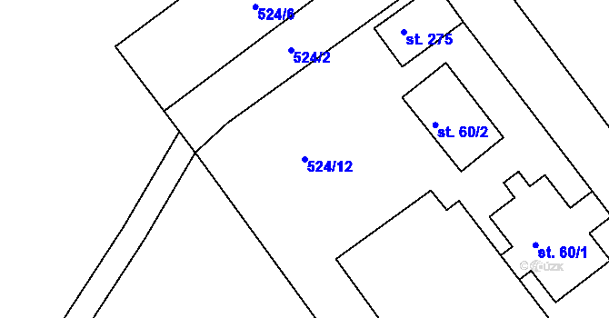 Parcela st. 524/12 v KÚ Krasoňov, Katastrální mapa