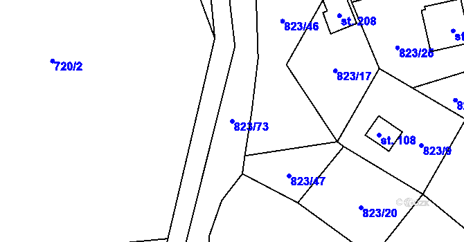 Parcela st. 823/73 v KÚ Krasoňov, Katastrální mapa