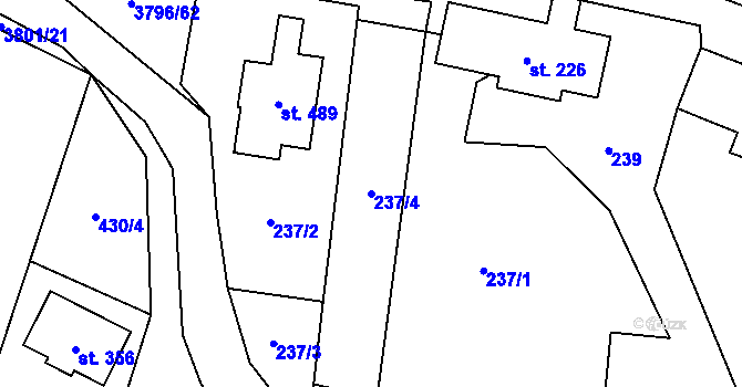Parcela st. 237/4 v KÚ Krasov, Katastrální mapa