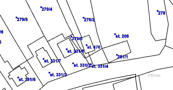 Parcela st. 470 v KÚ Krasov, Katastrální mapa