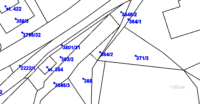 Parcela st. 364/2 v KÚ Krasov, Katastrální mapa