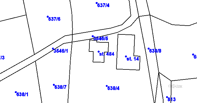 Parcela st. 484 v KÚ Krasov, Katastrální mapa