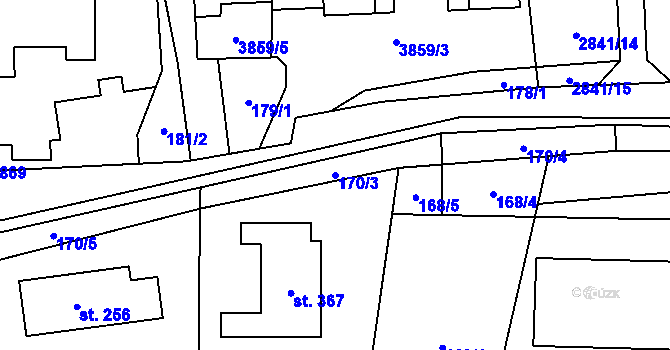 Parcela st. 170/3 v KÚ Krasov, Katastrální mapa