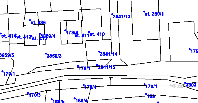 Parcela st. 2841/14 v KÚ Krasov, Katastrální mapa