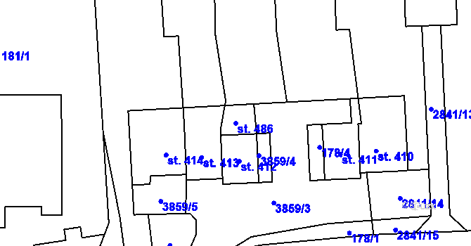 Parcela st. 486 v KÚ Krasov, Katastrální mapa