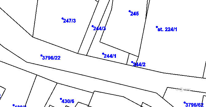 Parcela st. 244/1 v KÚ Krasov, Katastrální mapa