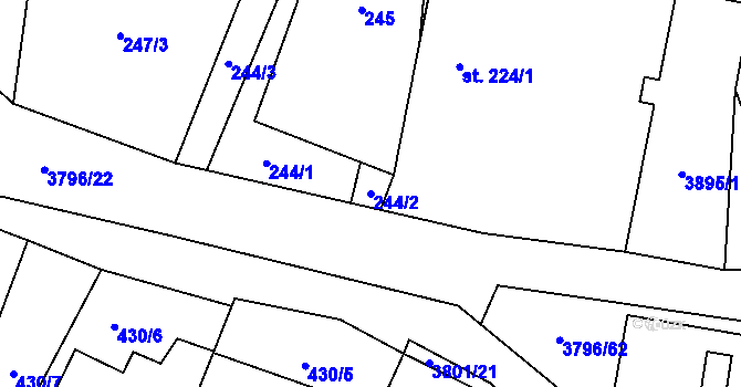 Parcela st. 244/2 v KÚ Krasov, Katastrální mapa