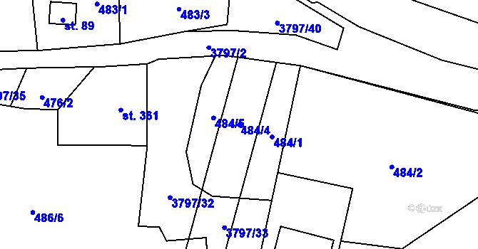 Parcela st. 484/4 v KÚ Krasov, Katastrální mapa