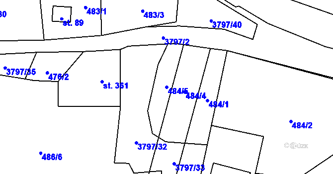 Parcela st. 484/5 v KÚ Krasov, Katastrální mapa