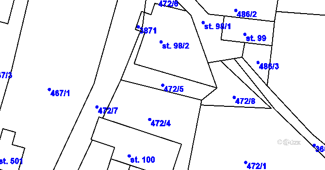 Parcela st. 472/5 v KÚ Krasov, Katastrální mapa