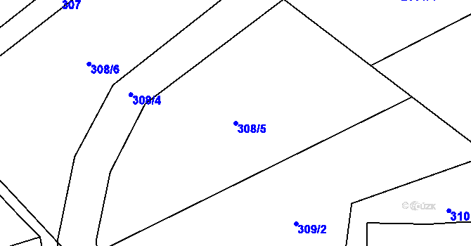 Parcela st. 308/5 v KÚ Krasov, Katastrální mapa