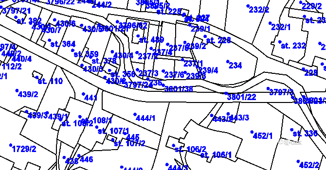 Parcela st. 3801/38 v KÚ Krasov, Katastrální mapa