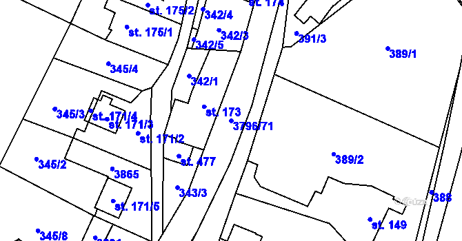 Parcela st. 3796/71 v KÚ Krasov, Katastrální mapa