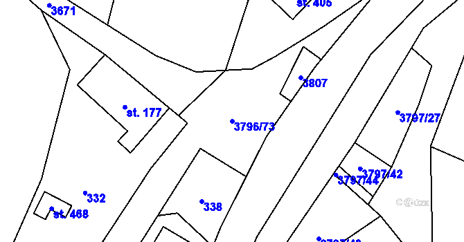 Parcela st. 3796/73 v KÚ Krasov, Katastrální mapa