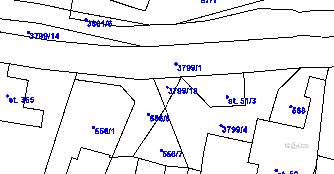 Parcela st. 3799/18 v KÚ Krasov, Katastrální mapa