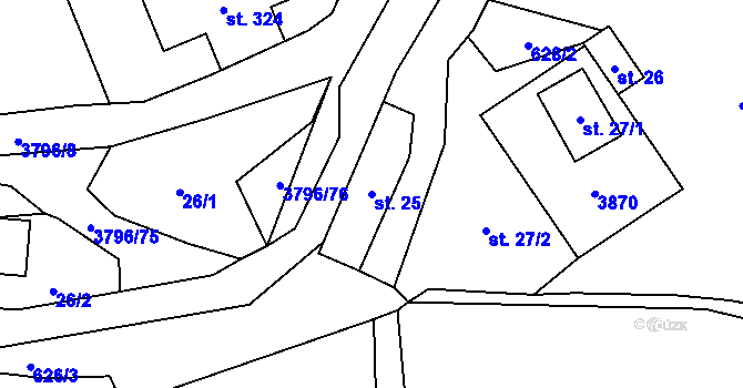 Parcela st. 25 v KÚ Krasov, Katastrální mapa