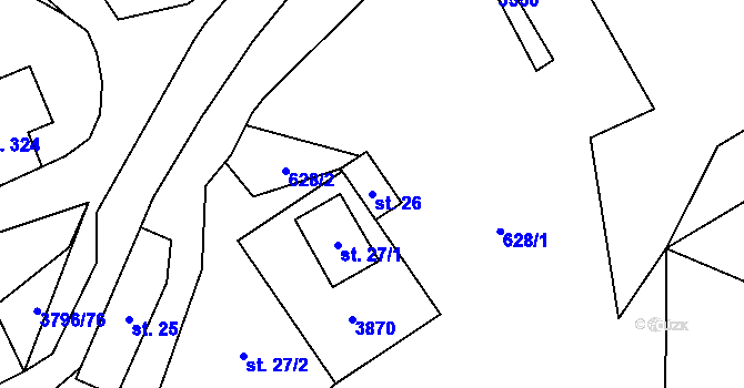 Parcela st. 26 v KÚ Krasov, Katastrální mapa