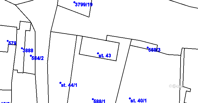 Parcela st. 43 v KÚ Krasov, Katastrální mapa