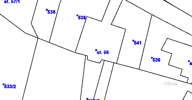Parcela st. 56 v KÚ Krasov, Katastrální mapa