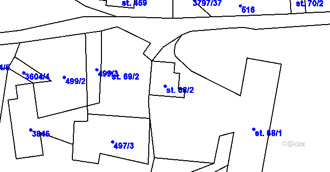 Parcela st. 68/2 v KÚ Krasov, Katastrální mapa
